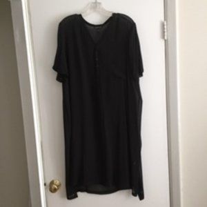 EILEEN FISHER Semi-sheer shift dress (over slip)
